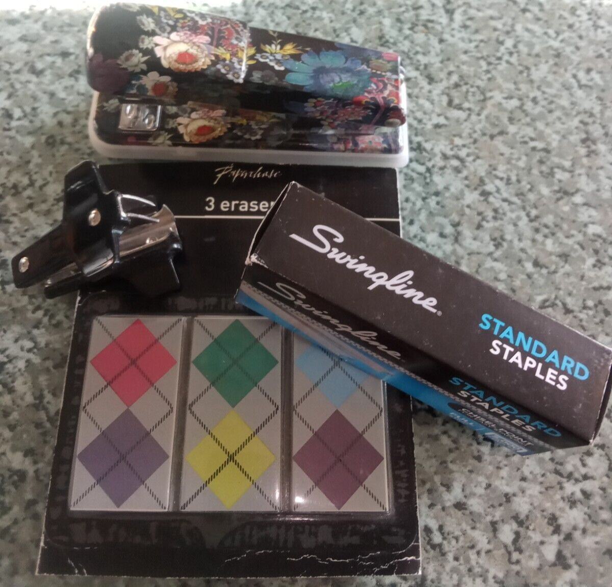 Floral Stapler, 5,000 Swingline Staples, Swingline Staple Remover,Tartan Erasers-image