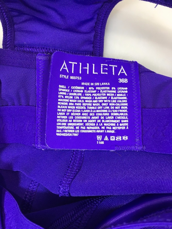 Athleta 36 B Purple Bra Top Support Pullover Sleeveless Yoga Running eBay