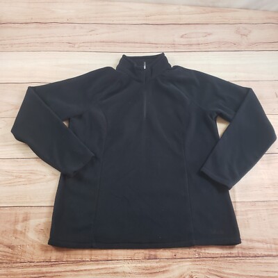 Cabelas Sweater Mens Extra Large Black Outdoors 1/4 Zip Fleece Pullover Adult