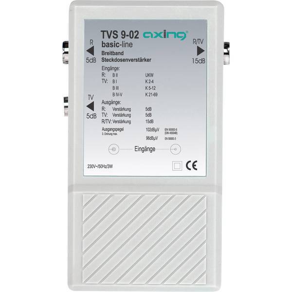 Axing TVS 00902  TVS 9 Amplificatore multibanda TV, Onde ultracorte 10 dB
