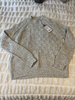 NWT Prana Sky Meadow Org Cotton Chunky Texture Knit Sweater Gray Snowflake XL