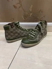 Baskets hautes en toile Gucci cuir vert marron/beige GG Supreme taille 36,5