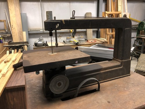 Vintage Craftsman Scroll Saw 113 20720 with Motor and Cabinet Stand
