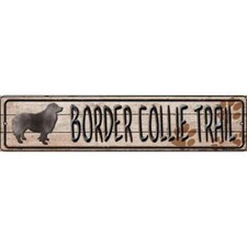 Border Collie Trail 24"x5" metal street sign plaque Home Door Garage Wall