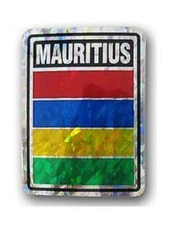 MAURITIUS PRISMATIC  REFLECTIVE FLAG STICKER DECAL  - NEW - FREE SHIPPING