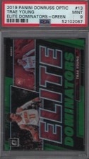 2019-20 Donruss Optic - Elite Dominators Green Prizm #13 Trae Young 3/5 PSA 9