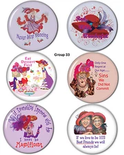 #33 BUTTONS 3" WITH PIN BACKS FAVOR FOR THE RED HAT LADIES OF THE SOCIETY