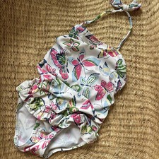 Baby Gap 18-24 Months Girl Ruffle Halter One Piece Swimsuit Butterfly White