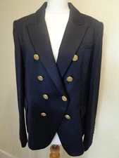 HOLLAND COOPER NAVY BLUE WOOL DOUBLE BREASTED BLAZER WITH GOLD BUTTONS - SIZE 16