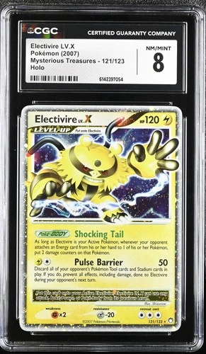CGC 8 NM/MINT Electivire LV.X 121/123 Mysterious Treasures Holo Pokemon Card