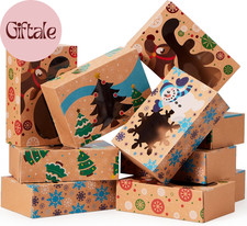 12PCS Christmas Cookie Boxes for Gift Giving, 8.75" X 5.75" X 2.75" Xmas Holiday