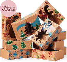 12PCS Christmas Cookie Boxes for Gift Giving, 8.75" X 5.75" X 2.75" Xmas Holiday