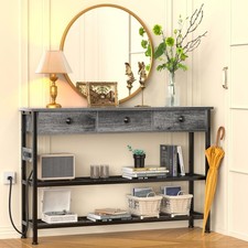 Console/Entryway Table with Storage & 3 Drawers & Outlets,for Sofa & Living Room