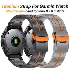 QuickFit Titanium Metal Watch Strap Band For Garmin Fenix E 8 7 7X 6 6X Pro 5 5X