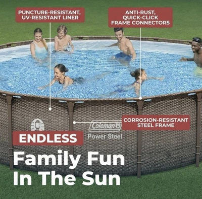 #ad Coleman Power Steel 18 ft. x 48 in. Round Metal Frame Above Ground Pool Set $720.50