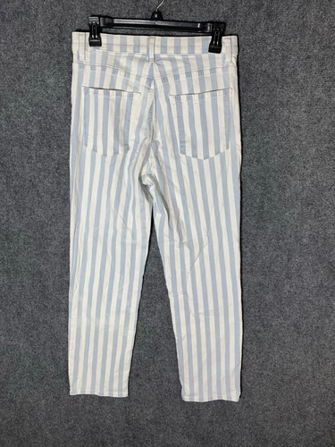 J BRAND Jules Striped High Rise Straight leg Jeans Size 28 Blue White Striped - Picture 15 of 23