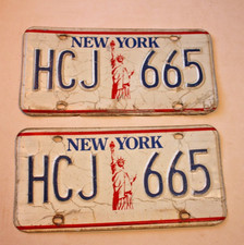 MATCHED SET of NEW YORK STATE STATUE OF LIBERTY LICENCE PLATES