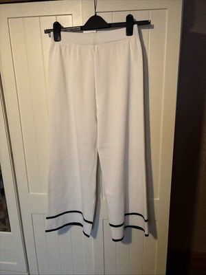 Damen weites Bein Strick Knöchel Hose Größe 10/12 elfenbein creme elastischer Bund