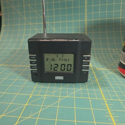 August MB300 FM Radio Music Alarm Clock with SD Card & USB Playback Black