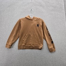 Carhartt Boys Hoodie M 10-12 Brown Fleece Logo TS6272-B Activewear Long Sleeve