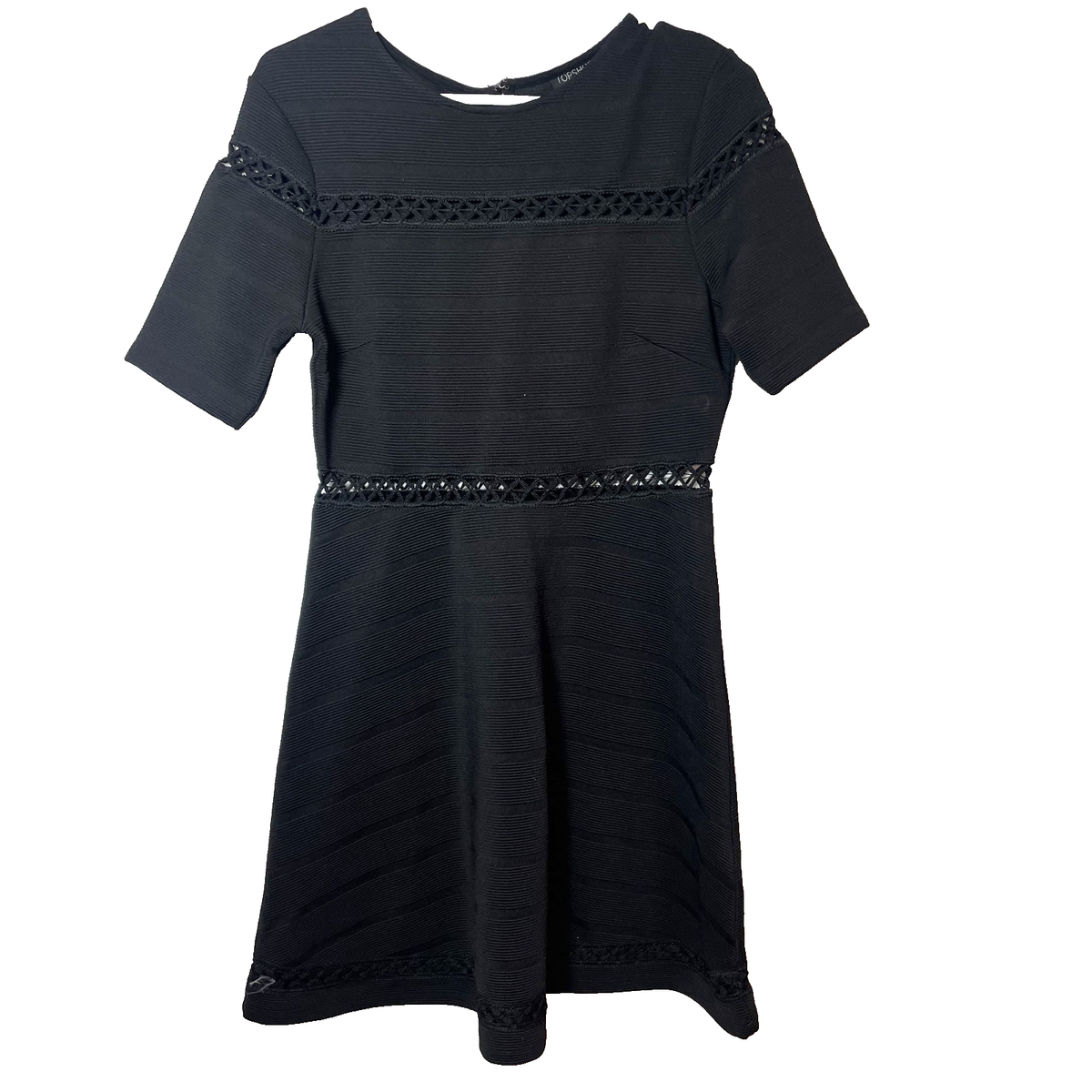 Topshop Black Fit & Flare Bandage Dress Size 8 Short Sleeve Openwork Inset | eBay Topshop Black Fit & Flare Bandage Dress Size 8 Short Sleeve Openwork Inset | eBay