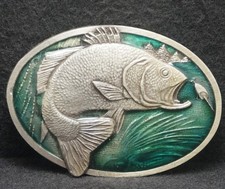 XC29140 FANTASTIC VINTAGE 1977 FISHING AQUATIC SPORT MENS PEWTER BELT BUCKLE