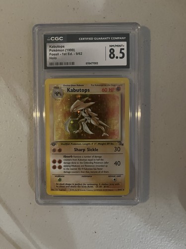 Kabutops (1st Edition) graded CGC 8.5 for sale on eBay