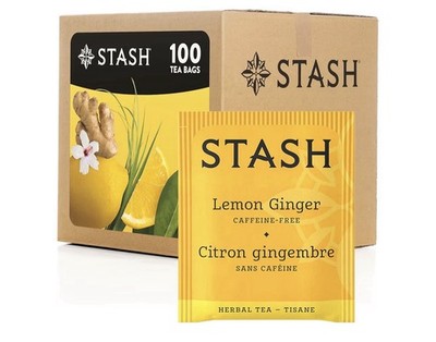 Stash Tea Lemon Ginger Herbal Tea Box of 100 Tea Bags New/SEALED Exp. 03-18-2027