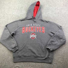 Ohio State Buckeyes Hoodie Mens Medium Gray NCAA Football Scarlet & Gray Hooded