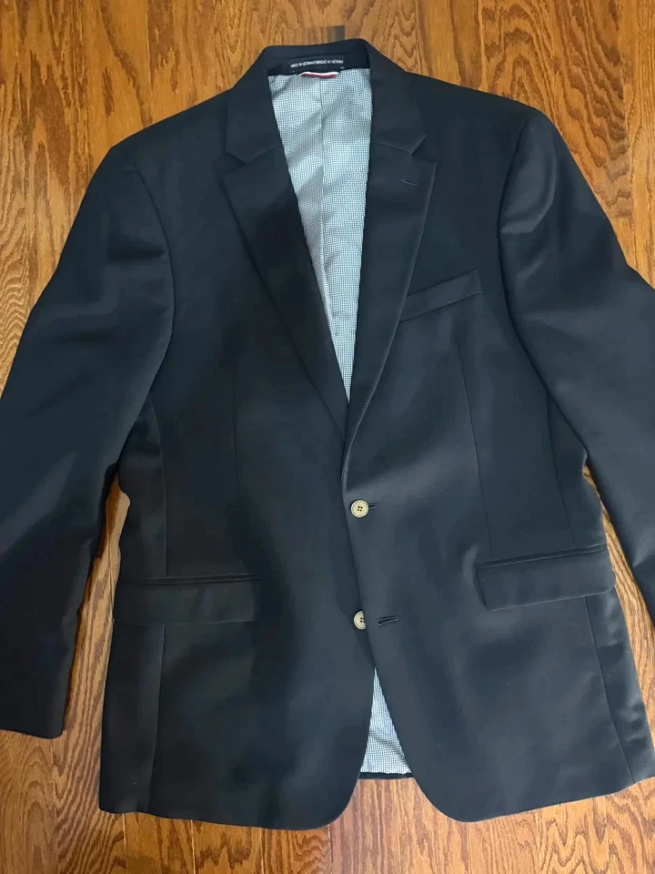 Tommy Hilfiger Hombre Azul Marino Lana Dos Botones Blazer Abrigo Chaqueta 38 Foto 2 de 4