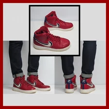 Nike Air Force 1 High 07 LV8 Chenille Swoosh Red White Blue 9.5 Mens 2018