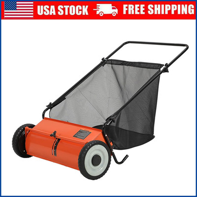 26'' Push Lawn Sweeper with 7 Cu. Ft. Hopper Manual Leaf Sweeper Adjustable Brush
