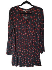 WHITE STUFF Ardel Tunic Dress Size 16 Navy Red Floral Berry Print Long Sleeved