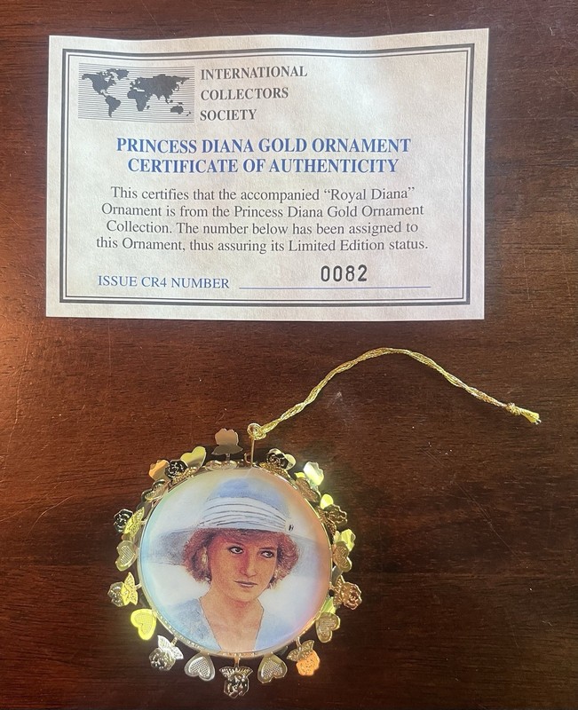 Princess Diana Ornament Collector’s Society RARE Limited Edition Number #82 COA