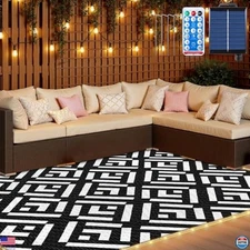 Vibrant 6x9 Ft Solar-Powered Outdoor Rug with 94 LED Lights - Waterproof Mat