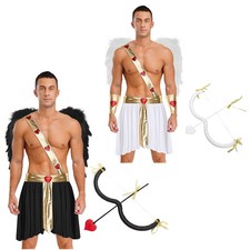Men Cosplay Performance Outfits With Wings Angel Fancy Dress Cupid Costumes