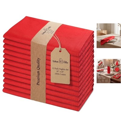 Durable and Highly Absorbent Cloth Napkins - Eco-Friendly Red Napkins Set of 12