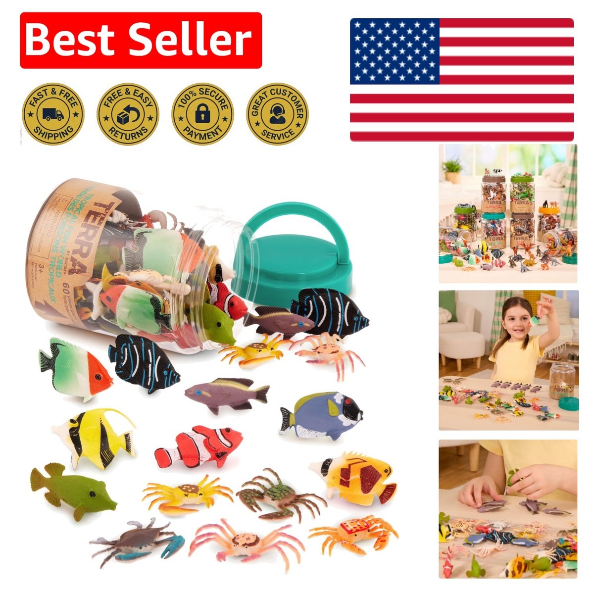 Educational 60pcs Mini Tropical Fish & Crab Set – Ideal for Crafts