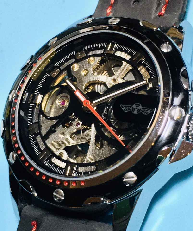 ESQUELETO MECÁNICO AUTOMÁTICO 43MM TRANSPARENTE CAJA TRASERA RELOJ CORREA SILICONA NUEVO Foto 2 de 4