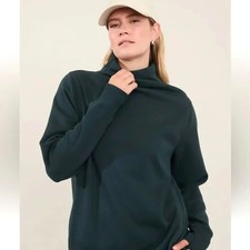 Athleta Cozy Karma Twist Neck Sweatshirt in Dark Green, Size L, NWT