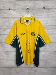 Fila Australia ACB Cricket Jersey Yellow Polo Shirt Signed Mens