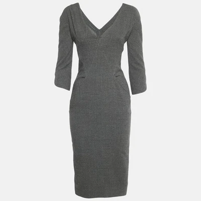 Alexander McQueen Mini Vestido de Lana Gris S - Imagen 1 de 4