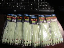 30Pc NEW Supertackle 4¾" Salmon Hoochies - Casper - Medium to High Glow