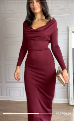 ZARA BNWT WOMEN LONG DRAPED DRESS REF. DARK MAROON | 1131/853 | eBay