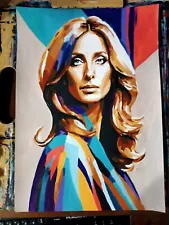 Acrylic portrait of  Barbra Streisand, Pop art poster, handmade