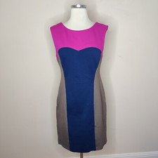 Suzi Chin Maggy Boutique Dress 6 Women's Colorblock Sheath Stretch Cap Sleeve