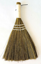 Natural Grass Whisk Broom with Handle for Craft Projects or Decor or to Use 12"