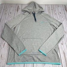 Nike Hoodie Womens Medium Gray Funnel Neck Swoosh Sweater Casual Pullover