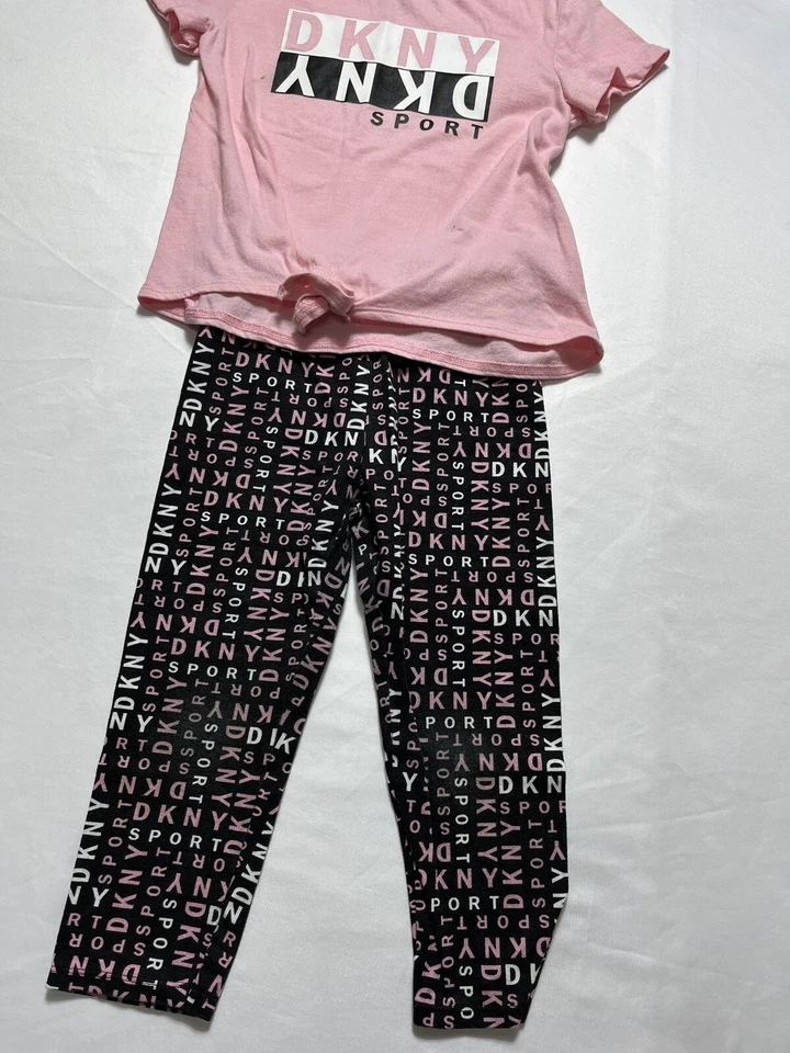 DKNY Sport T-Shirts and Legging 2-Piece Set Pink&black Size 5 #B-941 - Image 2 of 4