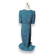 Whistles Blue Daisy Waves Cut Out Back Midi Dress Floral Print Size 10